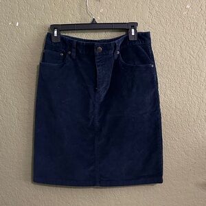 L.L. Bean Navy Corduroy Pencil Skirt